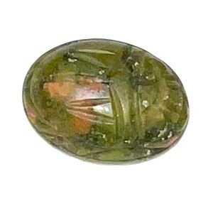 Vintage Scarab Carved Beetle Unakite Agate Gemstone 12mm x 10mm